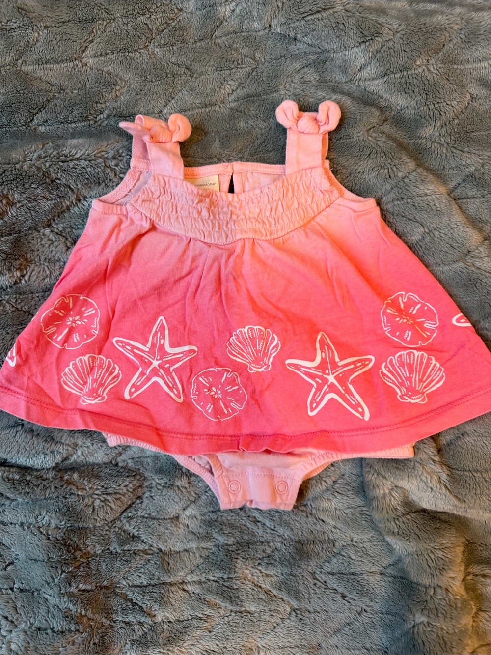 First Impressions Light Pink Baby Dress Romper with Knot Straps